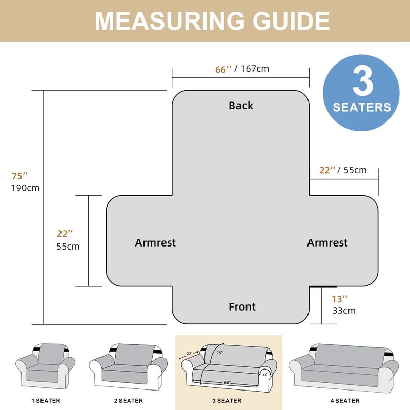 100% Waterproof Sofa Cover Non Slip Couch Cover Machine Washable Slipcover Leakproof Furniture Protector for Dogs Pets, Dark Gray, Sofa - Image 2
