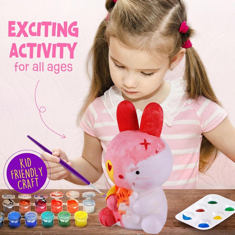 ONE TO FOUR Paint Own Bunny Lamp Kit, Art Supplies Arts & Crafts Kit, Painting kit for Kids 6-12, Arts and Crafts for Kids Ages 8-12, Toys Girls Boy Birthday Gift Ages 6 7 8 9 10 11 12+ - Image 2