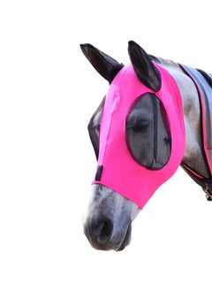 Generic Breathable Horse Fly Mask Equine Face Protection Rose Red 