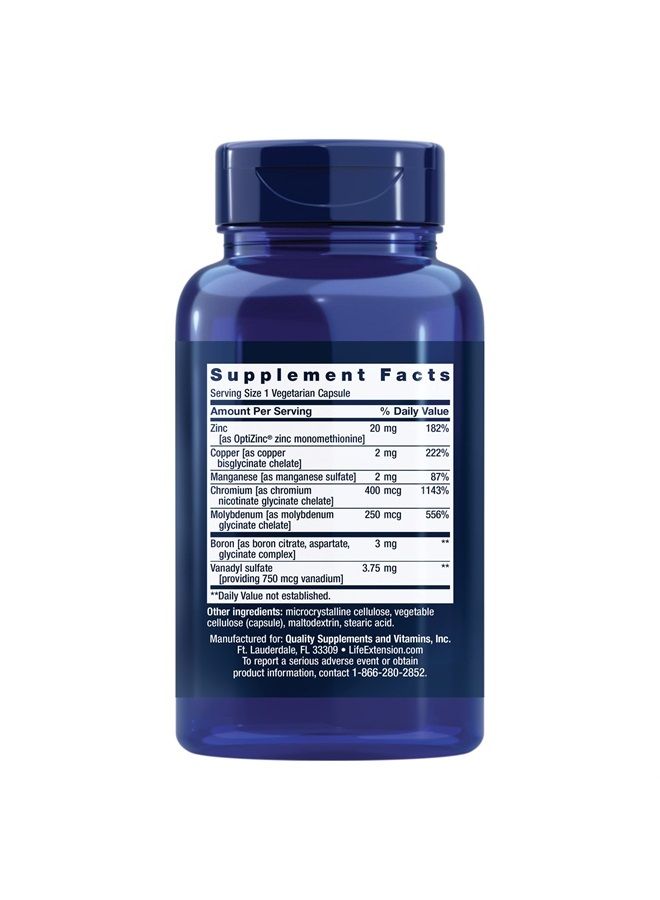 Life Extension Only Trace Minerals - A Daily Dose of Zinc, Chromium, Boron, Vanadyl sulfate & More – For Healthy Immune Function & Well-Being -Non-GMO, Gluten-Free - 90 Vegetarian Capsules - Image 2