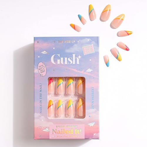 Gush Beauty Press On Nails | Reusable Extensions | Artificial Nails Set | Long Lasting Design | Glue Tabs and nail glue included | Pack of 24 Nails | For women (Candy Land - Medium Almond) - Image 5