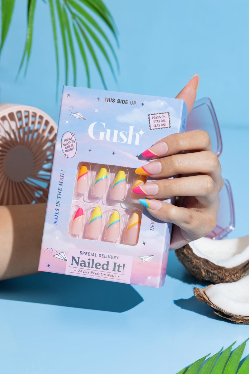 Gush Beauty Press On Nails | Reusable Extensions | Artificial Nails Set | Long Lasting Design | Glue Tabs and nail glue included | Pack of 24 Nails | For women (Candy Land - Medium Almond) - Image 2