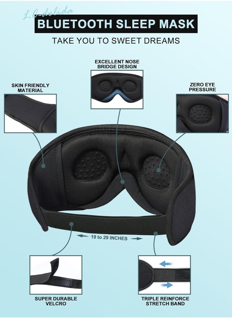 COOLBABY Sleep Headphones  3D Sleep Mask Bluetooth 5.0 Wireless Music Eye Mask Sleep Headphones with Ultra-Thin Stereo Speakers