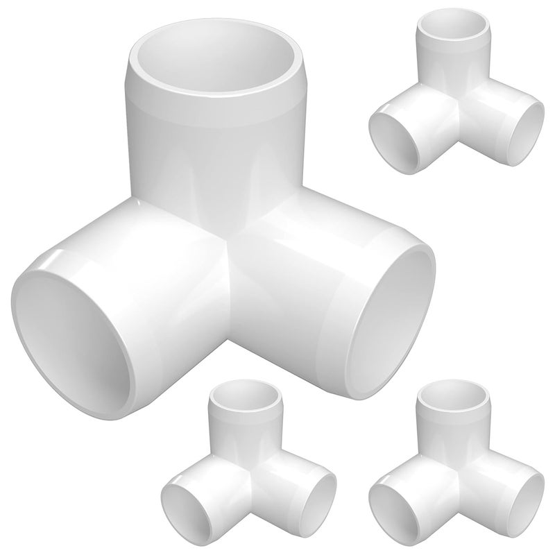 FORMUFIT 1-1/2” 3-Way Elbow Furniture Grade PVC Fitting in White, Made in USA, UV-Resistant, Impact-Proof, 1.900” Actual Socket Diameter (Pack of 4) - Image 1