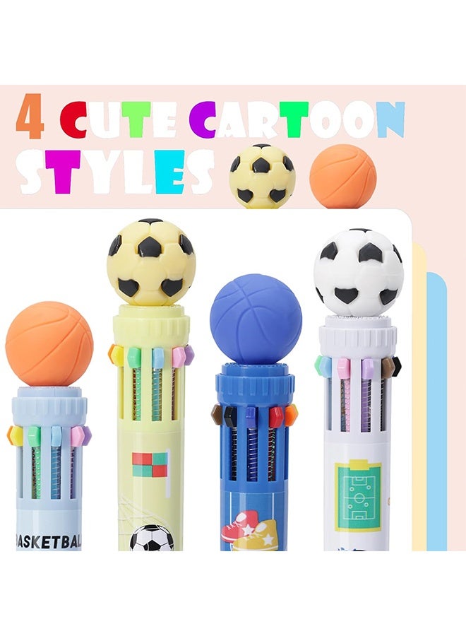 GIFT 4 Pack Multicolor Ballpoint Pen 0.5mm, 10-in-1 Colored Retractable World Cup Soccer Ballpoint Pens for Office School Supplies Students Kids Gifts4 Pack - Image 5
