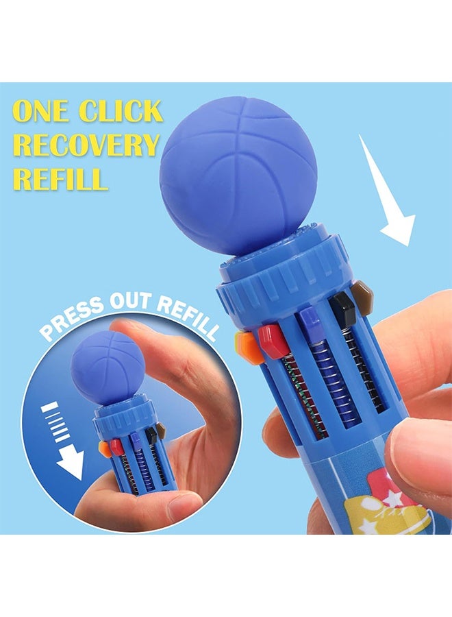 GIFT 4 Pack Multicolor Ballpoint Pen 0.5mm, 10-in-1 Colored Retractable World Cup Soccer Ballpoint Pens for Office School Supplies Students Kids Gifts4 Pack - Image 3