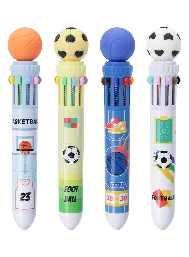 GIFT 4 Pack Multicolor Ballpoint Pen 0.5mm, 10-in-1 Colored Retractable World Cup Soccer Ballpoint Pens for Office School Supplies Students Kids Gifts4 Pack - Image 1