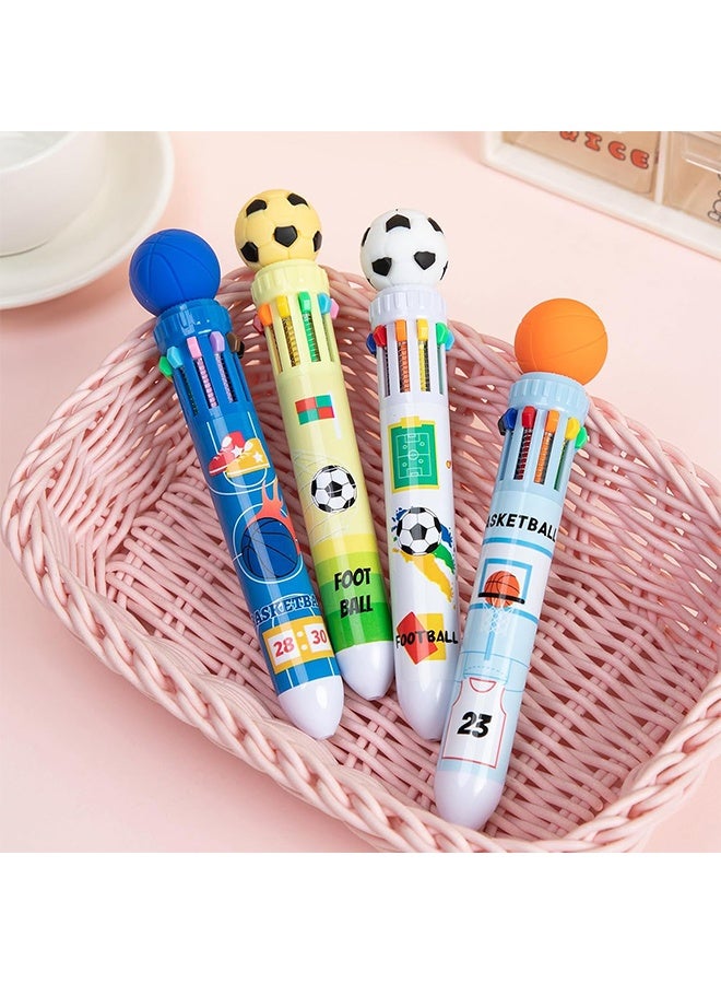 GIFT 4 Pack Multicolor Ballpoint Pen 0.5mm, 10-in-1 Colored Retractable World Cup Soccer Ballpoint Pens for Office School Supplies Students Kids Gifts4 Pack - Image 4