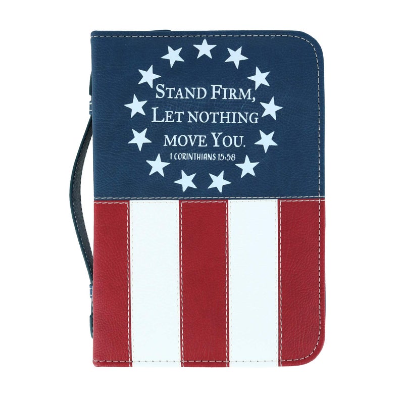 Divinity Boutique Stand Firm Patriotic Bible Cover Case, Medium, Navy