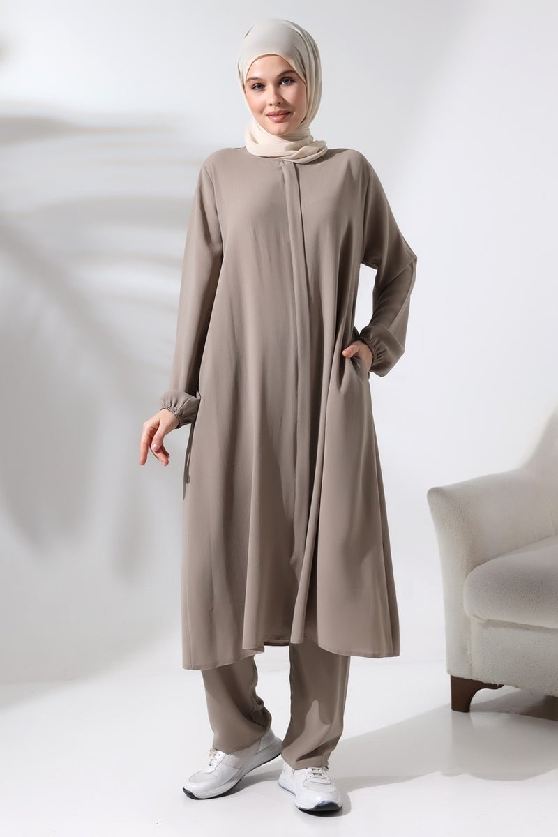 İhvan Ikhwan Women's Hajj and Umrah Outfit Hijab Double Set Mink  - Image 3