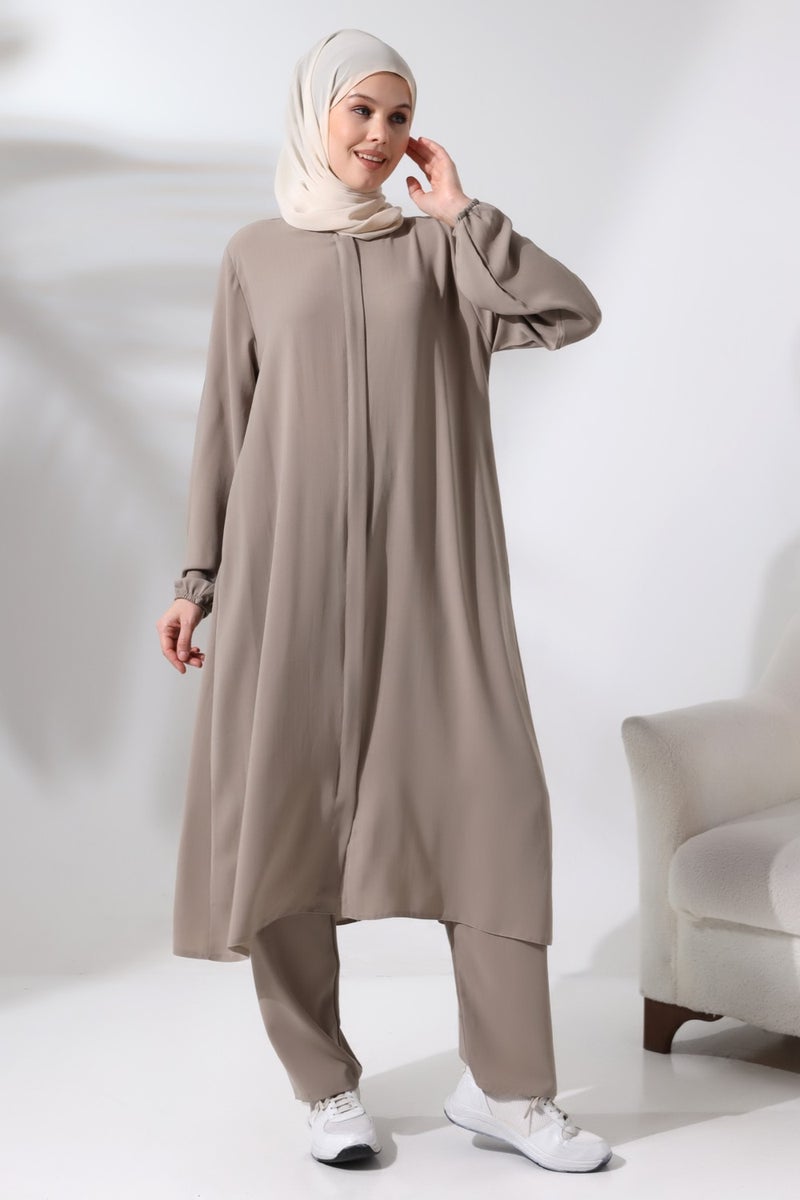 İhvan Ikhwan Women's Hajj and Umrah Outfit Hijab Double Set Mink  - Image 2