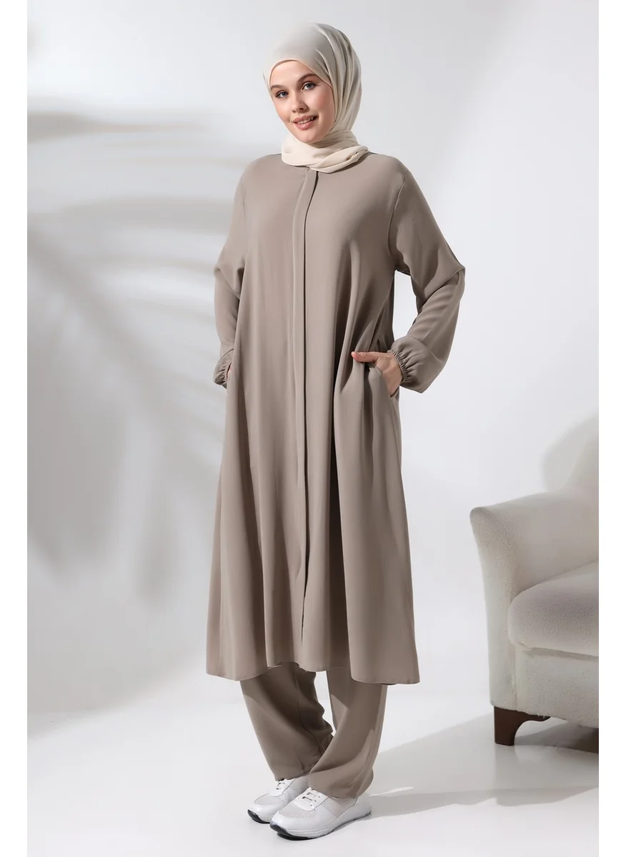 İhvan Ikhwan Women's Hajj and Umrah Outfit Hijab Double Set Mink