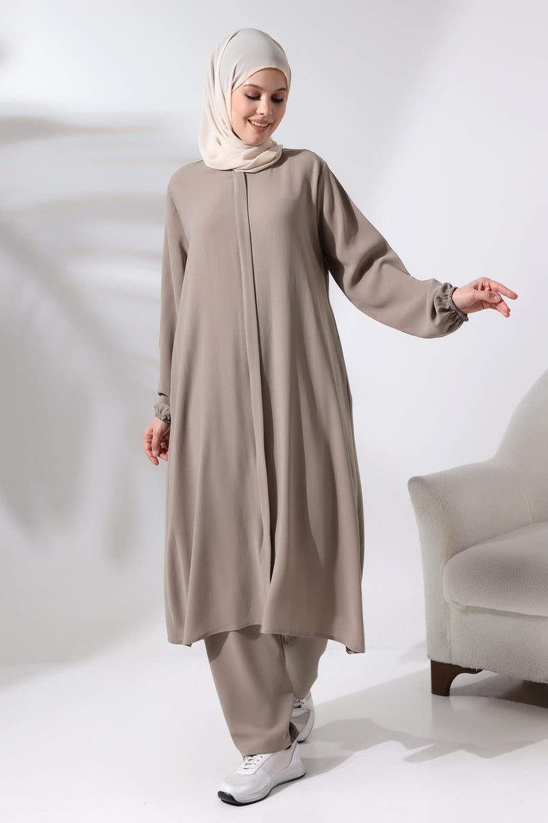 İhvan Ikhwan Women's Hajj and Umrah Outfit Hijab Double Set Mink  - Image 4