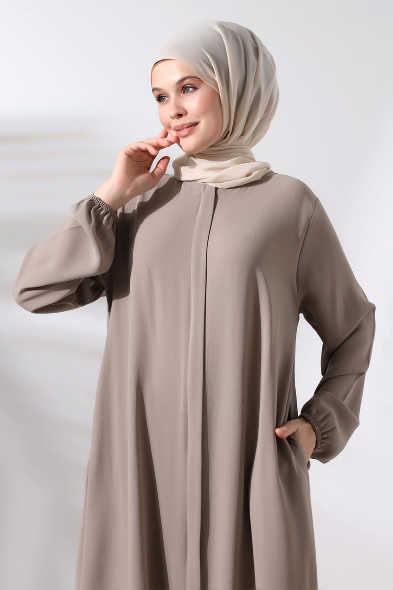 İhvan Ikhwan Women's Hajj and Umrah Outfit Hijab Double Set Mink  - Image 5
