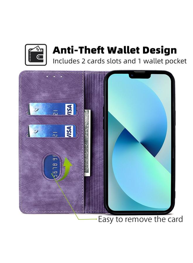 زبون جراب هاتف جلدي مغناطيسي مضاد للسرقة لهاتف iPhone 13 Pro RFID - Image 3