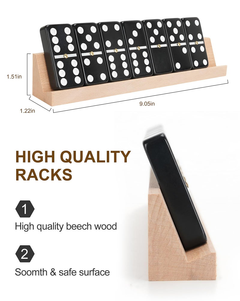 KAILE Jumbo Double 6 Domino Set with Portable Case & 4 Wooden Racks | 28 Large Tiles for Adults & Families | Travel & Board Games for 2-4 Players - Image 3