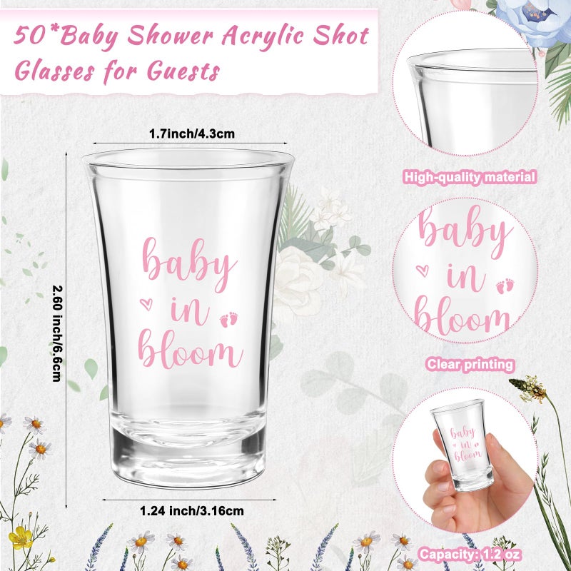 Singhoow 50 Sets Baby Shower Favor for Guests Acrylic Shot Glasses with Bottle Opener Keychains Thank You Tags and Bags Gender Reveal Party Favors for Guest Baby Shower Return Gift(Bloom) - Image 2