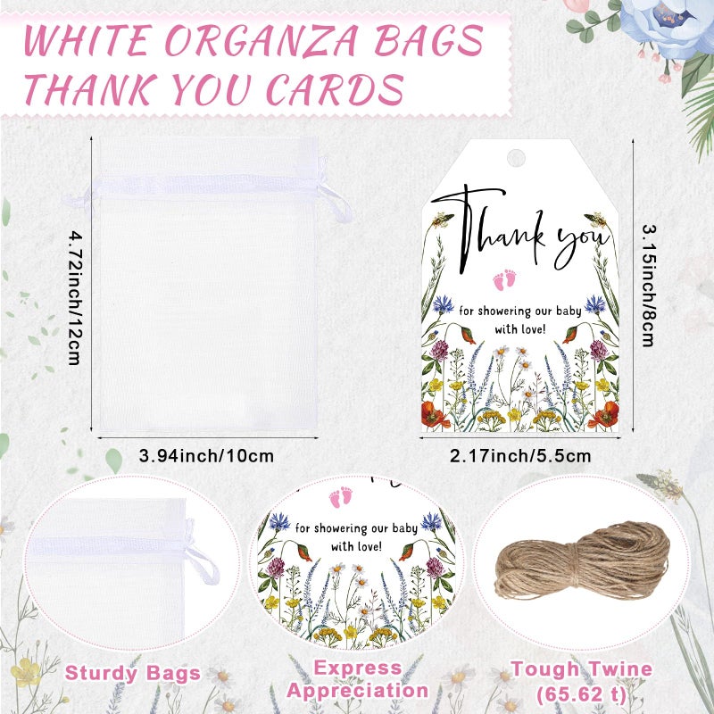 Singhoow 50 Sets Baby Shower Favor for Guests Acrylic Shot Glasses with Bottle Opener Keychains Thank You Tags and Bags Gender Reveal Party Favors for Guest Baby Shower Return Gift(Bloom) - Image 4