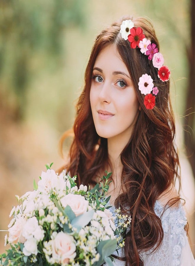 رؤوس زهور صناعية، زهور لتزيين قبعات التخرج، رؤوس زهور صناعية صغيرة، رؤوس زهور حريرية صناعية بالجملة، زهور الفاوانيا والأقحوان والورد الصناعية لتزيين قبعات التخرج، زينة حفلات الزفاف، لون وردي، 50 قطعة - Image 5