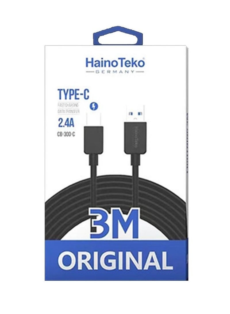 Haino Teko USB to Type-C Fast Charging Cable 2.4A – Durable Nylon Braided Data & Power Cable for Smartphones, Tablets & Devices | High-Speed Sync, Tangle-Free, Long-Lasting, Safe & Reliable Charging Cord - Image 3