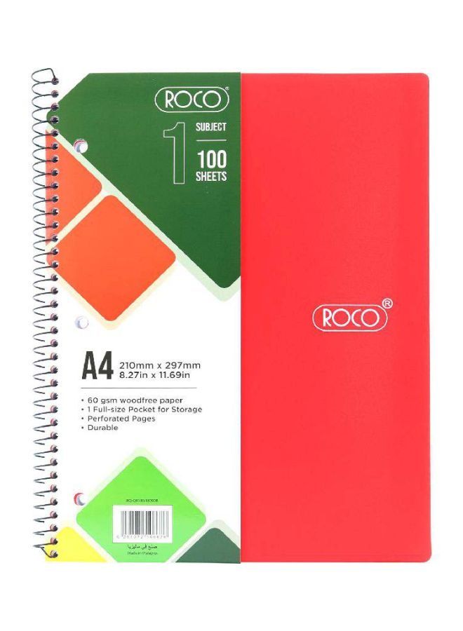 NIBEMINENT A4 Lined Notebook Red/Green