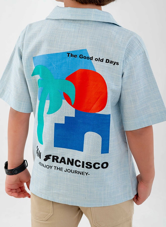 CN Jeans wear Kids Boys’ Light Blue Summer Shirt with San Francisco Print - Image 2