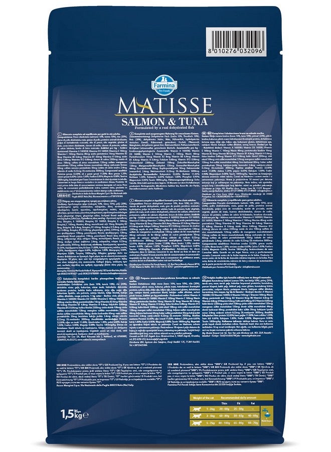 فارمينا طعام القطط الجاف ماتيس، للبالغين، 1.5 كجم، سمك السلمون والتونة (عبوة واحدة) - Image 2