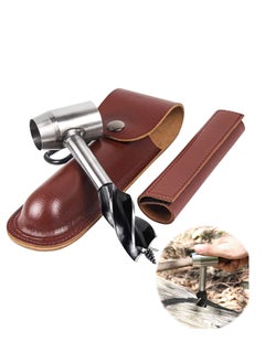 SYOSI Survival Settlers Tool Bushcraft Hand Auger Wrench Manual Wood Drill Bit Gear with Leather Storage Case for Camping and Outdoor  - Image 1