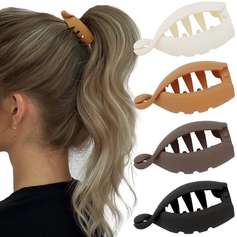 Hapdoo Hair Clips 4Pcs Small Matte Banana Clips for High Ponytail Mini Hair Jaw Clips Barrettes Styling Accessories for Thick Thin Hair Women Girls