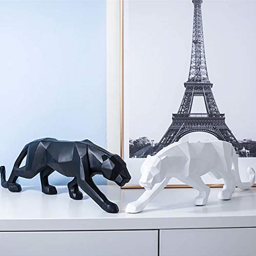 FJWYSANGU Abstract Leopard Statues Panther Sculpture Hand Craved Animal Resin Modern Home Decoration Big Black - Image 5
