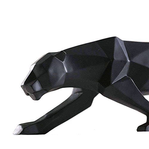 FJWYSANGU Abstract Leopard Statues Panther Sculpture Hand Craved Animal Resin Modern Home Decoration Big Black - Image 3