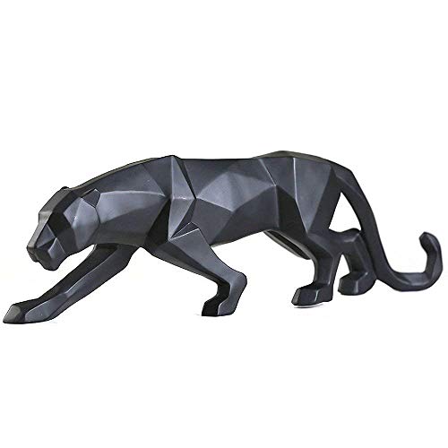 FJWYSANGU Abstract Leopard Statues Panther Sculpture Hand Craved Animal Resin Modern Home Decoration Big Black - Image 1