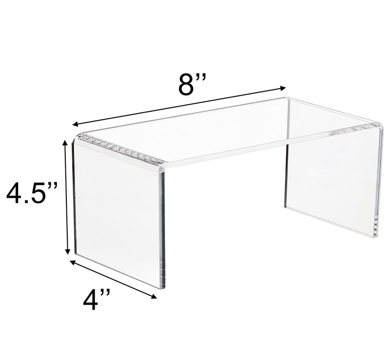 Jusalpha 4 PC Clear Acrylic Risers, Acrylic Display Risers Shelf Showcase Fixtures for Jewelry, Display Stand for Amiibo Funko POP Figures, Cupcakes, Food Display, Cabinet- (8''x 4''x 4.5'', 4 sets) - Image 3
