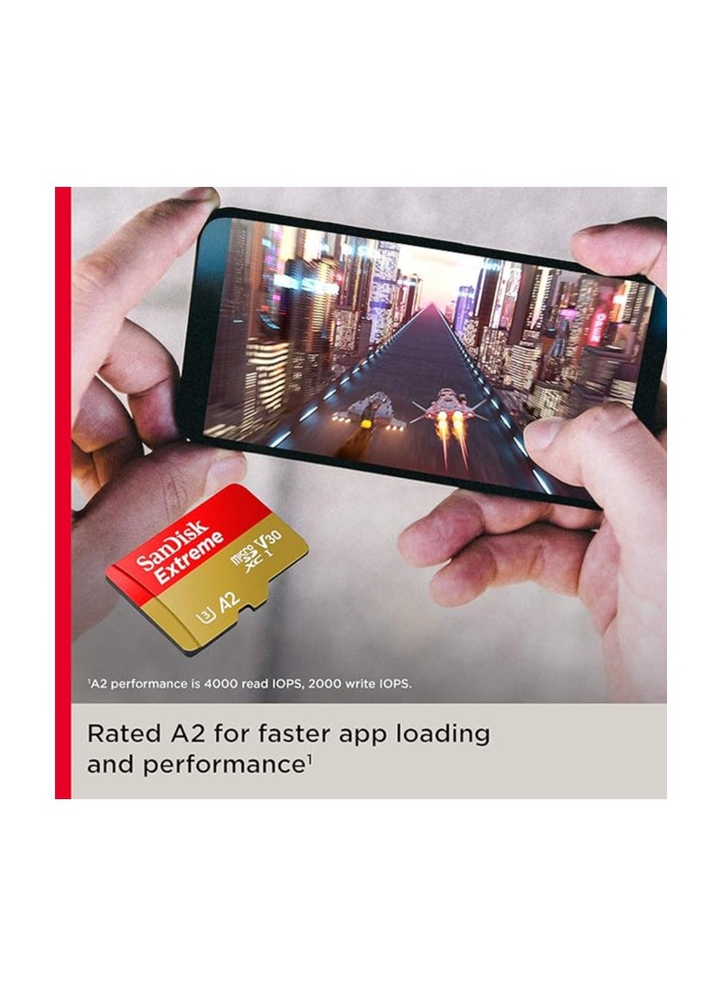 sandisk Extreme uSD,160MB/s R, 90MB/s W,C10,UHS,U3,V30,A2, 256GB, for 4K Video on Smartphones, Action Cams & Drones - Image 2