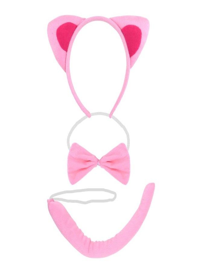 Sisadodo Halloween Cat Costume Set for Women Girls Pink Cat Ears Headband Cute Bow Collar and Tail for Halloween Cosplay Costumes Decorations for Women Adult Animal Ear Headbands Accessories for Woman Girls - Image 1