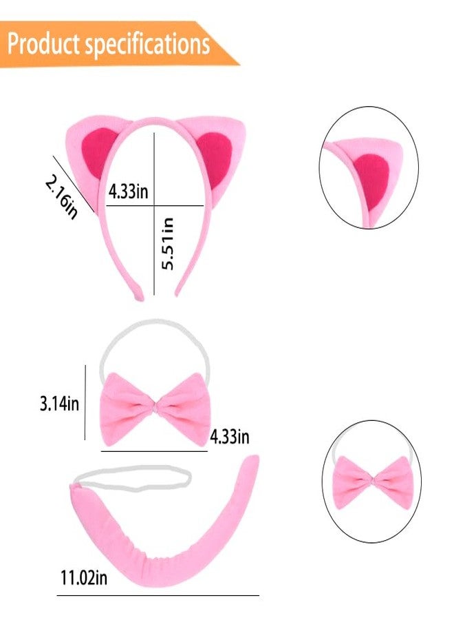 Sisadodo Halloween Cat Costume Set for Women Girls Pink Cat Ears Headband Cute Bow Collar and Tail for Halloween Cosplay Costumes Decorations for Women Adult Animal Ear Headbands Accessories for Woman Girls - Image 2