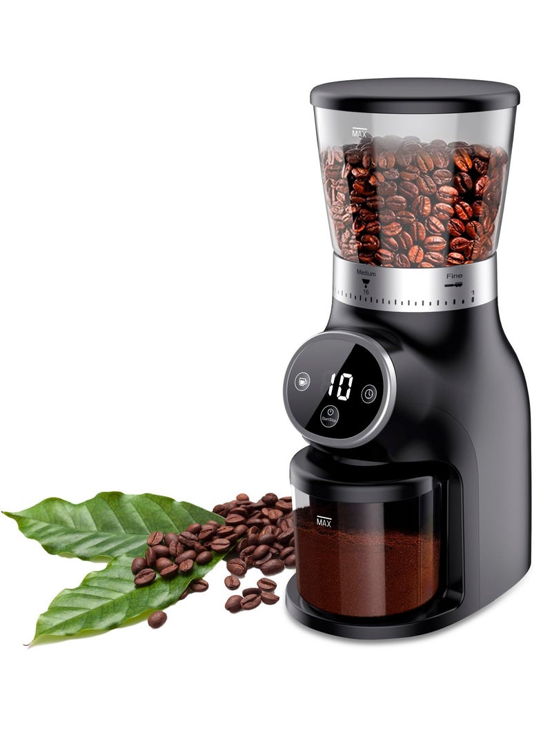 Excefore Electric Burr Coffee Grinder with Digital Control, Espresso Grinder with 31 Precise Settings for 1-10 Cups, Coffee Grinder Electric with Time Display, Black  - Image 1
