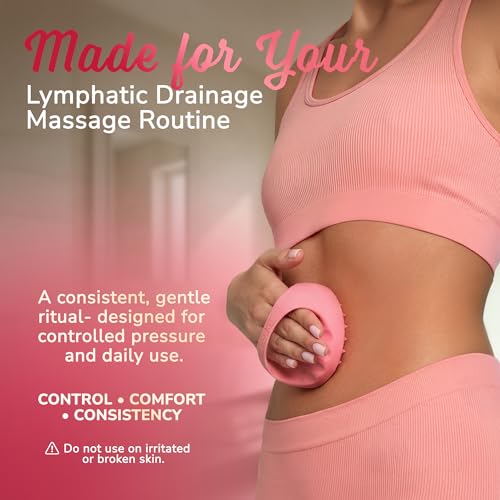 SILKLE Cellulite Massage Tool & Lymphatic Drainage Massager - Silicone Anti Cellulite Massage Brush for Body Sculpting with Ergonomic Handle - Cellulite Remover for Legs, Thighs and Belly - Pink - Image 5