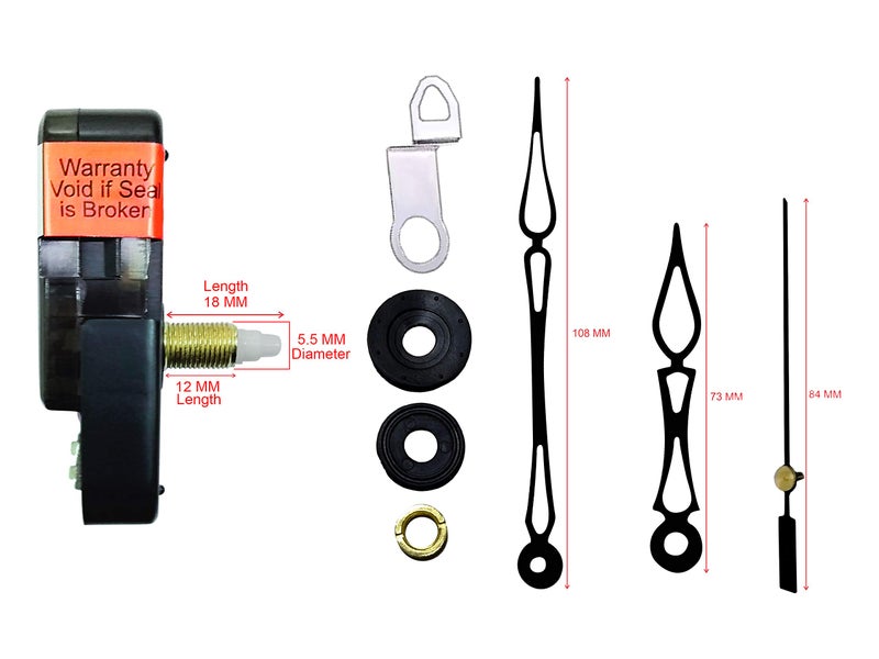 IIK COLLECTION Analogue 18MM Long Spindle Quartz Movement Plastic Machine with Black Hands Kit for Wall Clock (IIK-MOV-PL-035) - Image 4