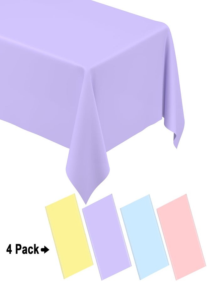WNINK 4 Pcs Plastic Pastel Color Tablecloths, Blue, Pink, Yellow, Purple Table Cloth Disposable Rectangle Table Covers for Baby Shower, Bridal Shower, Wedding, Birthday Party Decorations 54 x 108 Inch - Image 3