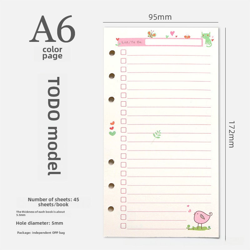Generic 6-Hole A5/A6 Colorful Blank Dot Grid Planner Refill A6TODO 