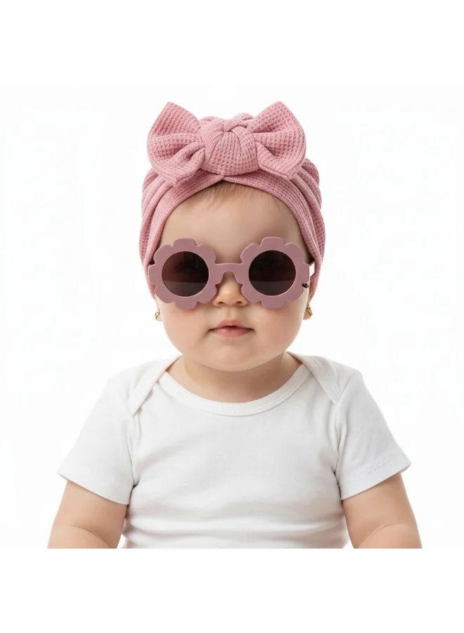 Bambimici Baby Turban Hat & Flower Sunglasses Set
