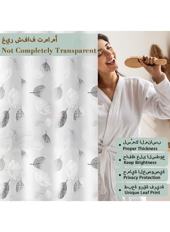 4 Pack 180×180cm PEVA Leaf Print Shower Curtain Set, Waterproof Mildew Resistant Bathroom Shower Liner with 12 Plastic Hooks Each, Durable Bathtub Curtain for Bathroom Decor - Image 5