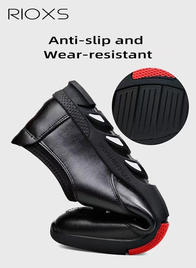 RIOXS Men's Business Leather Shoes, Lace-up Round-toe Oxford Shoes, Stylish Classic Loafer, Comfortable Lightweight Walking Shoes, Fashion Men's Shoes With Low Heel, Classic Black Formal Shoes, Mens Business Shoes for Daily Wear and Formal Occasions, Casual Dress Shoes - Image 2