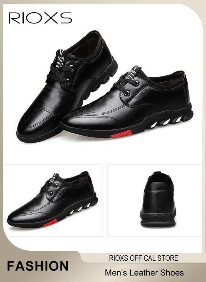 RIOXS Men's Business Leather Shoes, Lace-up Round-toe Oxford Shoes, Stylish Classic Loafer, Comfortable Lightweight Walking Flats, Suitable for Daily Wear and Formal Occasions  - Image 5