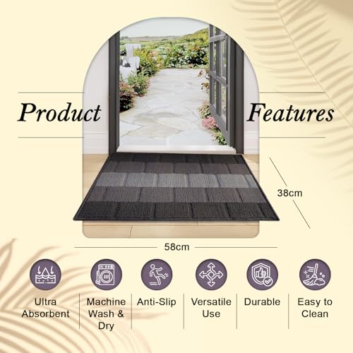 Status Contract Anti Slip Front Door Mat|(38x58cm) Living Room Rug for Entrance Door|Polypropylene Floor Mat for Home|Essential Small Rugs for Office, Bedroom & Kitchen| (Grey), Rectangular - Image 4