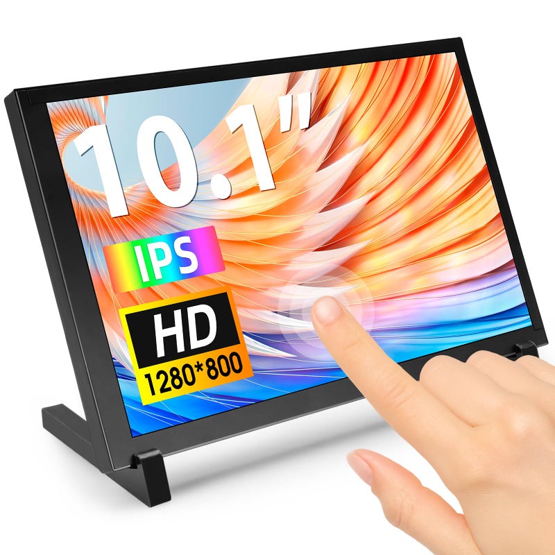 ELECROW 10.1 Inch Touchscreen Monitor, 1280x800 IPS LCD HD Display with Stand, Portable Capacitive Touch Screen for Raspberry Pi 3/3B+/4B/5, Jetson Nano, Banana Pi, PC, Windows, Beaglebone - Image 1