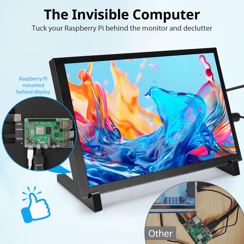 ELECROW 10.1 Inch Touchscreen Monitor, 1280x800 IPS LCD HD Display with Stand, Portable Capacitive Touch Screen for Raspberry Pi 3/3B+/4B/5, Jetson Nano, Banana Pi, PC, Windows, Beaglebone - Image 5
