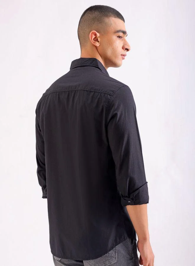 ذا انديان كراج كو Men Slim Fit Graphic Print Full Sleeves Cutaway Collar Casual Shirt