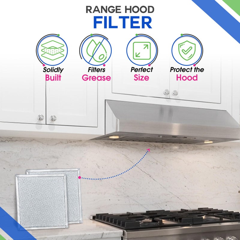 Bagean Stove Vent Filter 8X8 Inch Bcc024600 Compatible With Ventline Range Hood Filter Replacement For Kitchen Exhaust Fan - Aluminum Screen Blocks Grease & Filters Over Oven Air (2-Pack) - Image 2